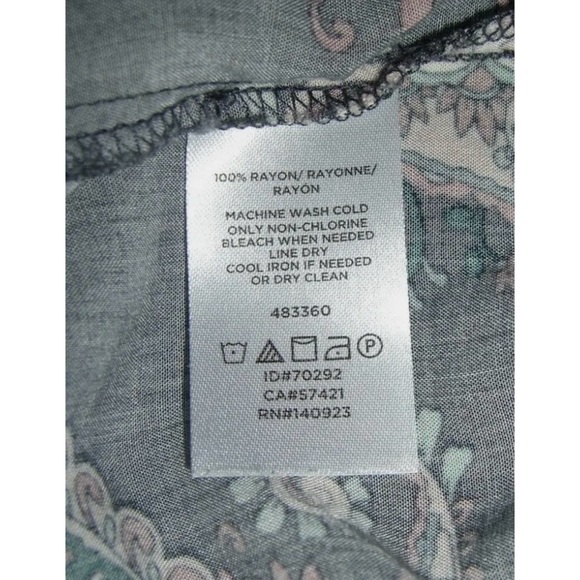 Ann Taylor Loft Blouse Button Down Paisley Peasant Boho Whimsygoth Cottage Tie P - Picture 8 of 9